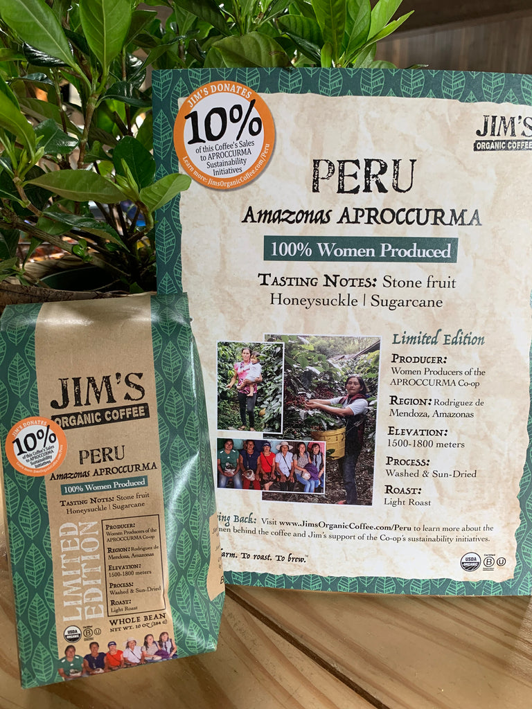 Coffee, Jim's Organics, Peru Amazonas Limited Edition Coffee, whole bean, 10 oz