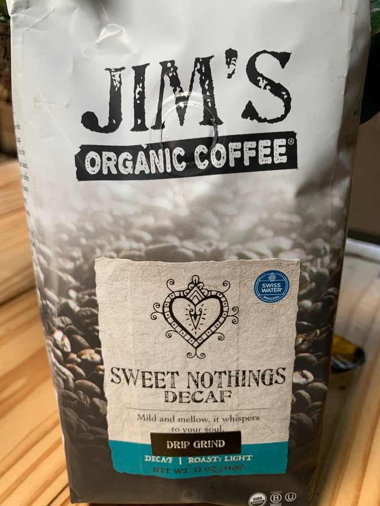 Coffee, Jim's Organics, Sweet Nothings Decaf Blend Coffee, ground, 12oz