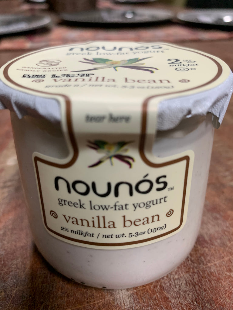 Dairy, Nounos 2% Greek Yogurt, Vanilla, glass jar, 5.3oz
