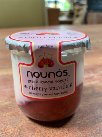 Dairy, Nounos 2% Greek Yogurt, Cherry Vanilla, glass jar, 5.3oz